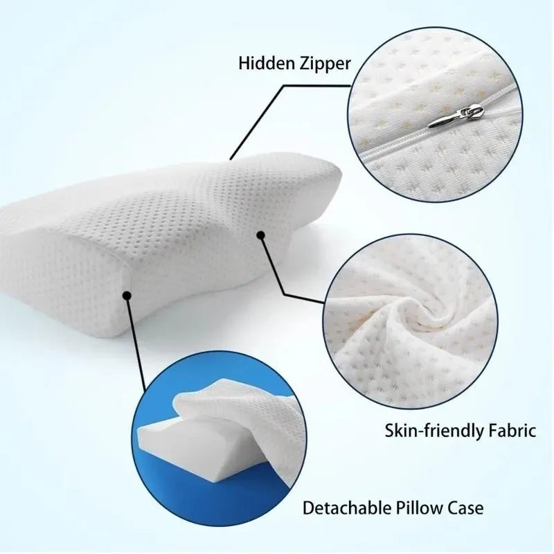 Cloud Dreams Butterfly Shaped Health Cervical Neck Memory Foam Bed Orthopedic Pillow Neck Protection Slow Rebound Memory Pillow